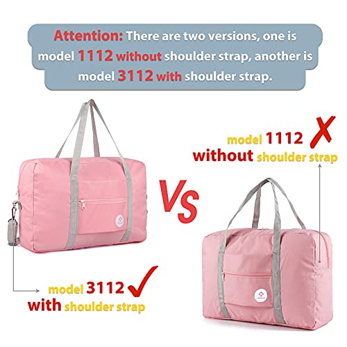 Narway Personal Item Travel Bag, Foldable Carry on Duffle Bag for Women Men - color: AB-Pink