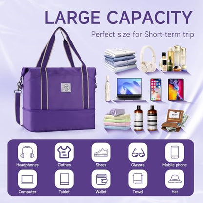 WALNEW Travel Duffel Bag, Weekender Bag for Women, Purple - color: Purple