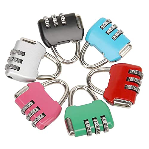 3-Digit Travel Combination Lock of Zinc Alloy,Small Safe Combination Padlock for Suitcase Luggage Briefcases Computer Bag Schoolbags Backpacks Locker Drawer Toolkit Cabinets, Color Locks,6 Pack - size: 6 Pack