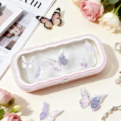 Glasses Case Hard Shell, Clear Eyeglass Case, Cute Holder for Sunglasses and Reading Glasses - color: Butterfly