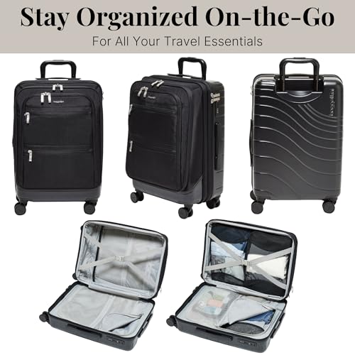Baggallini Set Wave 22” 4 Wheel Hybrid Carry-On Luggage - Lightweight Carry On Suitcase with Wheels - color: Black