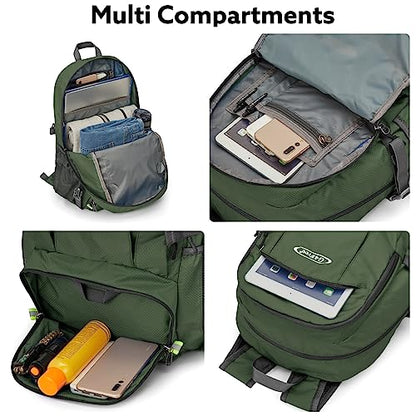 G4Free 40L Lightweight Packable Hiking Backpack, Waterproof Travel Daypack - color: Green