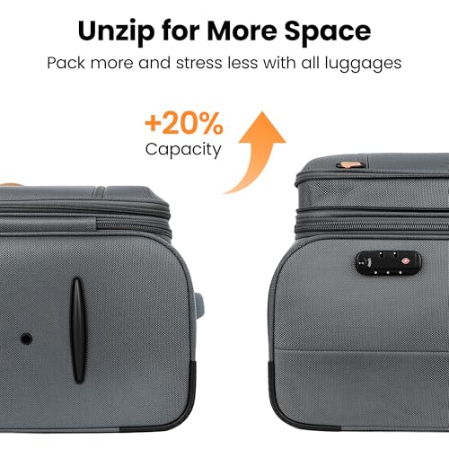 2-Piece Luggage Set(20/30in)-Expandable Luggage,TSA LOCK - color: Grey, size: 2-Piece Set (20"/30")