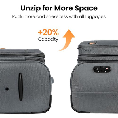 2-Piece Luggage Set(20/30in)-Expandable Luggage,TSA LOCK - color: Grey, size: 2-Piece Set (20"/30")