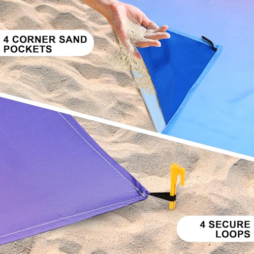 AISPARKY Beach Blanket Waterproof Sandproof,Extra Large,Picnic Blankets - color: Gradient - Blue Purple, size: 10' x 9'