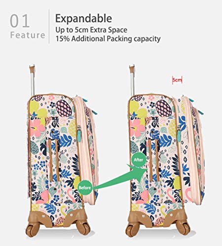 Lily Bloom Luggage Carry On Expandable Design Pattern Suitcase For Woman With Spinner Wheels (Trop Pineapple, 20in) - color: Trop Pineapple