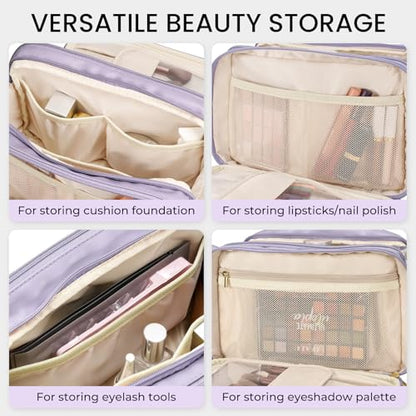 HauteHues Travel Makeup Bag Women's Large Capacity Cosmetic Organize Purple - color: Purple