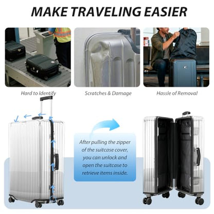 Transparent PVC Suitcase Cover, No Disassembly Required Clear Luggage Protector Suitcase Cover - color: Clear Black Trim, size: 22