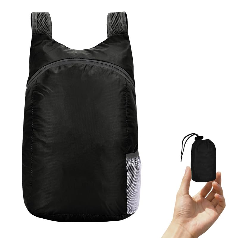 20L Lightweight Foldable Ultralight & Thin Hiking Backpack for Outdoor Travel Camping Cycling - color: Black