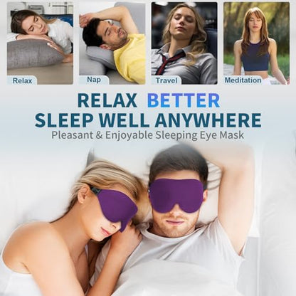 ZGGCD Sleep Mask for Side Sleeper, Light Blocking Eye Mask for Women Men - color: Purple