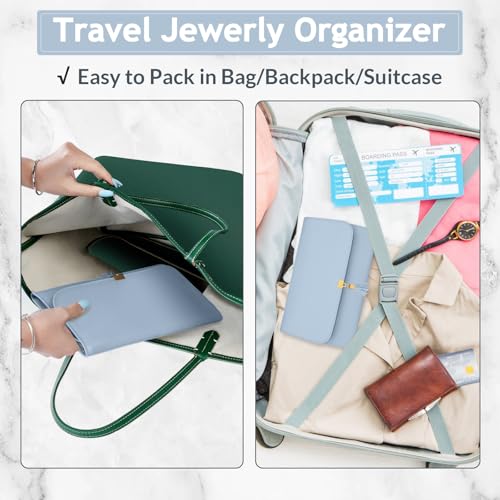 MATEIN Travel Jewelry Case, Compact Ring Organizer Carrying Bag, Blue - color: Blue
