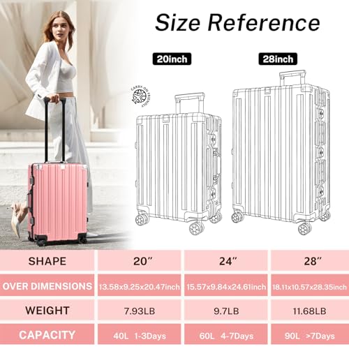 Krute Zipperless Luggage with Spinner Wheels 100% PC Hardside 24in Suitcase - color: Pink, size: Medium (24 Inch)