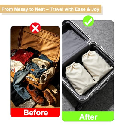 4 Pcs Shoe Bags for Travel, Shoes Pouch with Partition Design & Drawstring - color: Grey