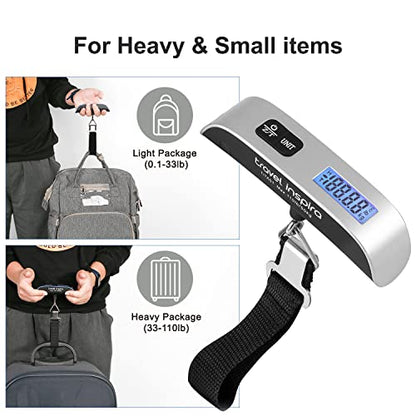 travel inspira Luggage Scale, Portable Suitcase, Weighing Scales - color: Silver 2PC