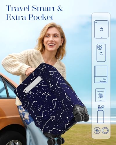 Slohif Luggage Cover for Suitcase Tsa Approved Protector - Constellation Luggage Sleeve Large Suit Case Cover Travel Stretch Baggage Case Protective Washable Fit 18-20 Inch - size: XS-(18-20) Inch, style: Constellation
