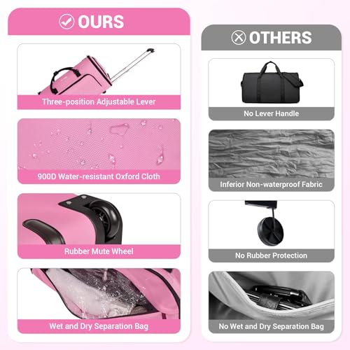 DEVPNR Rolling Garment Bags for Travel 59L, Pink - color: Pink