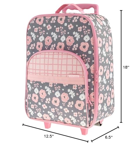 Stephen Joseph Kids' Rolling Carry-On Luggage, Charcoal Flower - color: Charcoal Flower