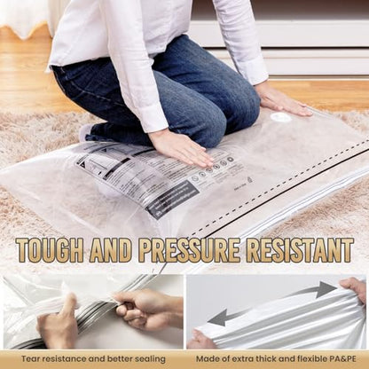 TAILI 6 Pack Vacuum Storage Bags, Combo(3 Large+3 Jumbo), Space Saver for Bedding, Blankets, Pillows, Clothes, LONG SIDE ZIP Vacuum Seal Bags for Clothing Ideal Under Bed Storage Solution - size: 6 Combo-Long