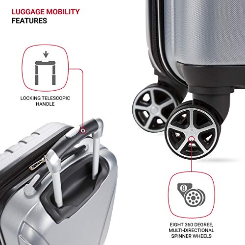 SwissGear 7585 Hardside Expandable Luggage with Spinner Wheels, Silver, Carry-On 19-Inch - color: Silver, size: Carry-On 19-Inch