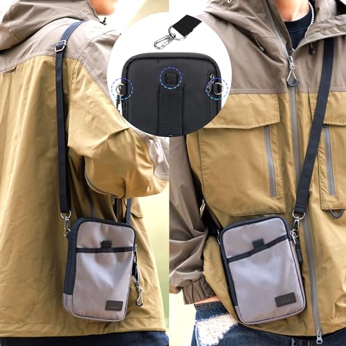 Dual Phone Pouch Neck Phone Holster Bag for 4.5-6.8 Inch iPhone Samsung - color: Double Zipper, Gray