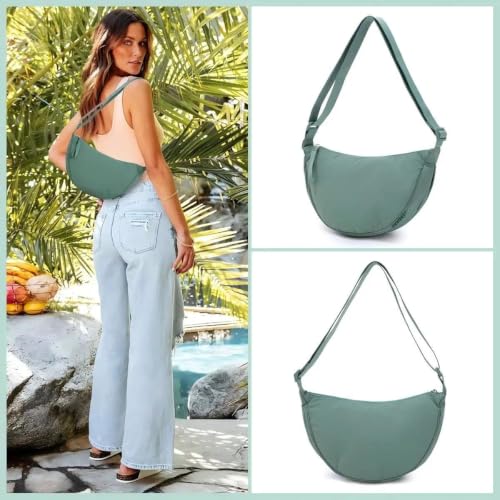 BESMART Small Nylon Crescent Crossbody Bag for Women Men Trendy, Waterproof Crescent Sling, Lightweight Travel Purses - color: Green, size: Small