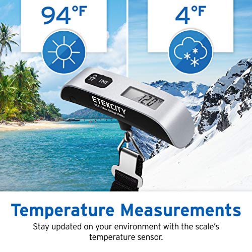 Etekcity Luggage Scale, Travel Essentials, Digital Suitcase Weight Scales for Travel Accessories, Hanging Baggage Scale with hook, 110 Pounds, Battery Included, Silver - color: Ash Silver