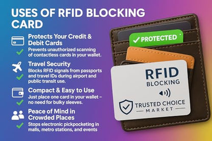 RFID Blocking Cards 6-Pack – NFC Contactless Protection for Credit, Debit, ID, ATM Cards & Passport – Slim Anti-Theft Card Blocker for Wallet & Purse (Grey)