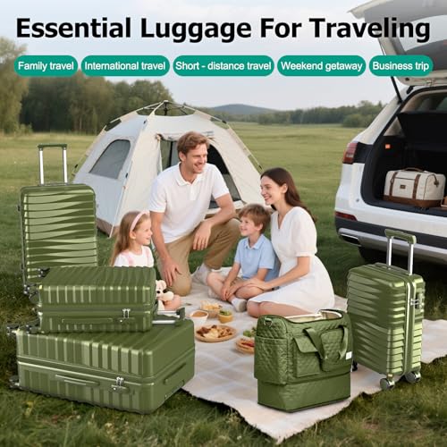 Joyway 6-Piece Hardside Luggage & Bag Set, 18 20 24 28 Inch, Green - color: Green