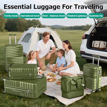 Joyway 6-Piece Hardside Luggage & Bag Set, 18 20 24 28 Inch, Green - color: Green