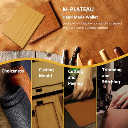M-Plateau Super Slim Genuine Leather Credit Card Wallet - color: Yellow