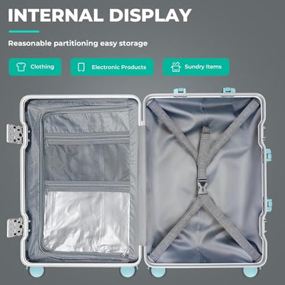 28 Inch Extra Large Luggage with USB Port & TSA Lock - color: Blue, size: 28 Inch