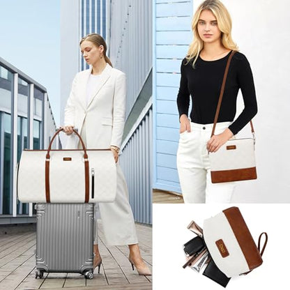 Convertible 2-in-1 Garment Bags for Travel with Waterproof Shoe Compartment - color: White