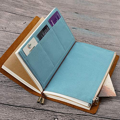 Moterm Canvas Zipper Pocket Insert Pouch for Travelers Notebook Refill - color: Canvas-Skyblue, size: Standard Size