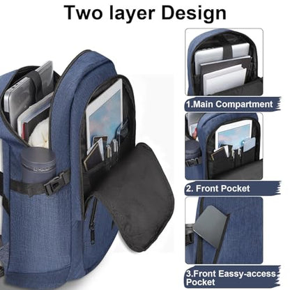 Mancro Laptop Backpack, 15.6 Inch Business Backpack Anti Theft Computer Bag - color: Blue, size: 15.6 inch