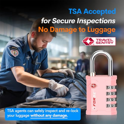FORGE 4 Digit 17067 TSA Approved Combination Lock, Great for Tool Box and Case Lock, Combination Padlock for Travel, Pink 1 Lock. - color: PINK 1 LOCK