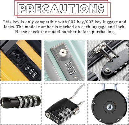 002 007 Luggage Replacement Keys - Universal Fit for Suitcase, Bag & Travel Combination Locks - size: 002＋007