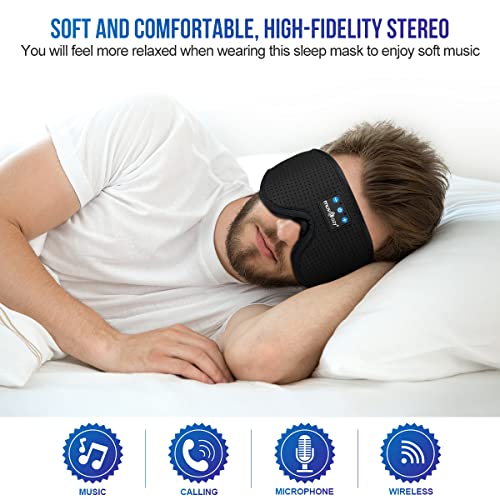 MUSICOZY 3D Sleep Headphones Bluetooth 5.4 Breathable Sleep Eye Mask - color: Black