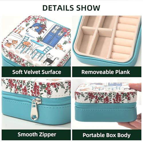 shunmei Mini Travel Jewelry Box, Personalised Pattern, Six Cats - style: Six Cats