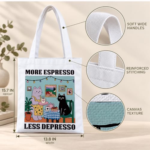 Funny Canvas Tote Bag, Reusable Playful Shoulder Bag, Whimsical Carryall for Shopping Commute Beach - color: Coffee 04