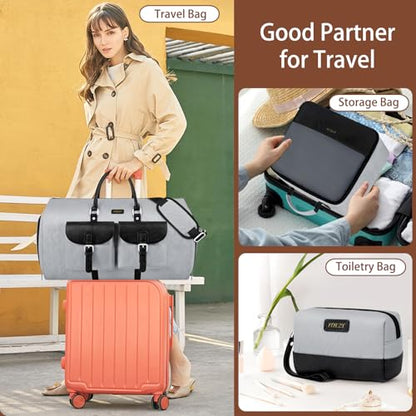 Garment Bag for Travel Convertible Carry on Travel Duffel Bag for Men Women - color: A04-Grey