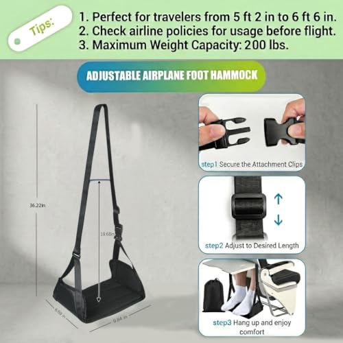 Foot Hammock for Airplane, Travel Leg Support