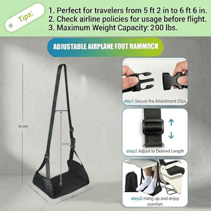 Foot Hammock for Airplane, Travel Leg Support