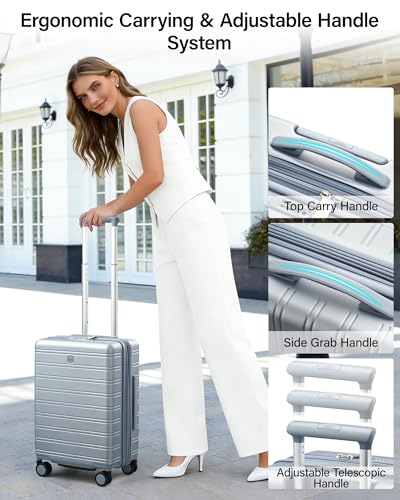 MILADA 28-Inch Large Hardside Expandable Checked Luggage Suitcase, Silver - color: Arctic Silver, size: Checked Large 28 inch