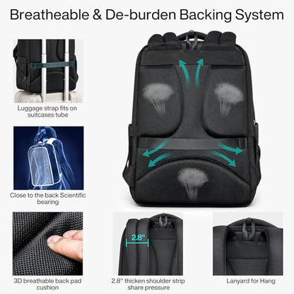 Hanke Expandable Travel Backpack 16 Inch, Full-Open Laptop Backpack, Black - color: Black, size: 16 Inch