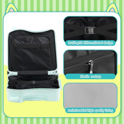20" Kids Ride-On Suitcase with Rope, Carry-On Luggage with TSA Lock - color: Green