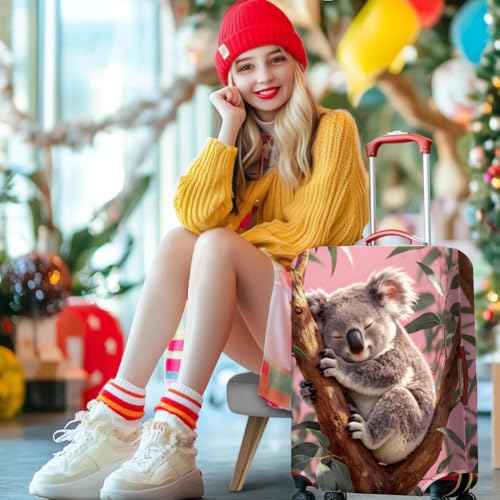 MAYJOYDIY Koala Luggage Cover Funny Koala Leaves Elastic Baggage Covers Cute Animal Dust-Proof Suitcase Sleeve Anti-Scratch Washable Suitcase Protector L Fit 26-28 Inch Luggage - color: Koala