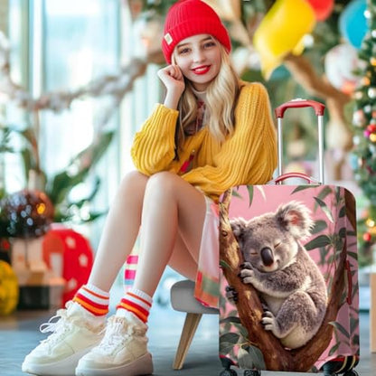 MAYJOYDIY Koala Luggage Cover Funny Koala Leaves Elastic Baggage Covers Cute Animal Dust-Proof Suitcase Sleeve Anti-Scratch Washable Suitcase Protector L Fit 26-28 Inch Luggage - color: Koala