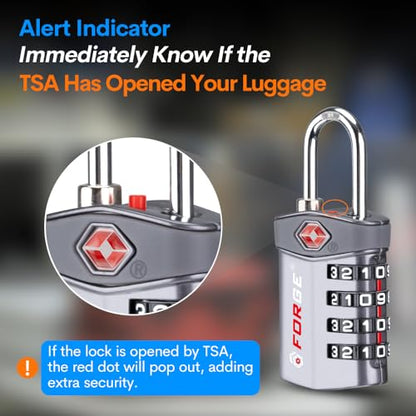 Forge 4-Digit Combination Lock, TSA Approved Locks for Luggage, Travel, Gym, School, Suitcase, Backpack, Pelican case, Easy Read dials, zinc Alloy Body. - color: Multicolor 4 Locks
