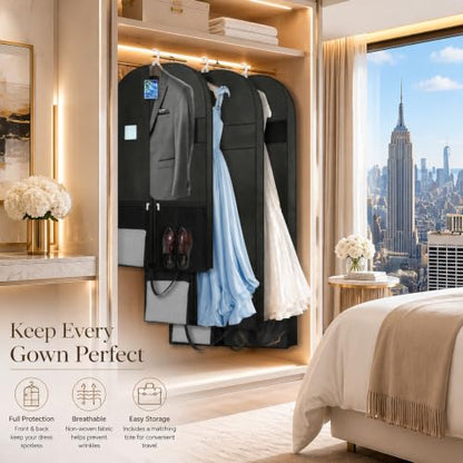 54" Garment Bags 2 Pack, Travel Hanging Clothes Covers with Pockets - size: V-GB-54in-2P-US1