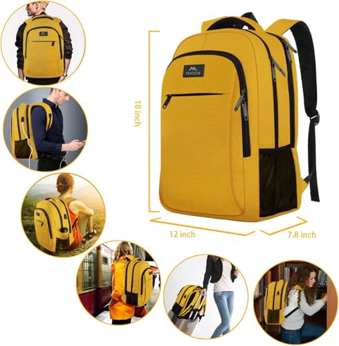 MATEIN Yellow Travel Laptop Backpack, 15.6 Inch Computer Student Bookbag - color: Yellow, size: 15.6 Inch